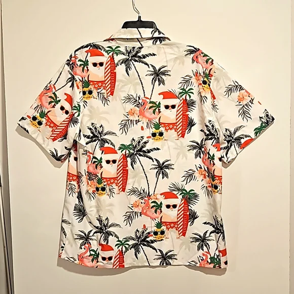 Tropical Santa with a surfboard flamingos pineapple lights ALOHA Christmas Lrg. - Picture 4 of 7